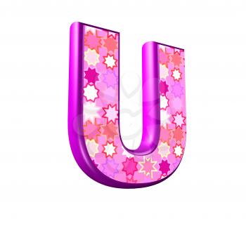 3d pink letter isolated on a white background - u
