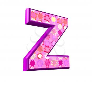 3d pink letter isolated on a white background - z