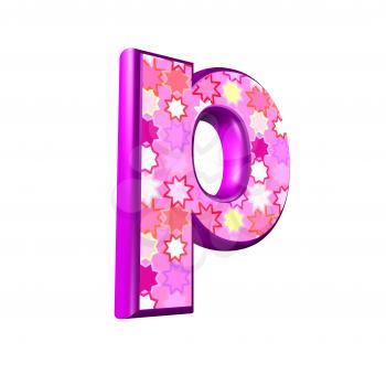 3d pink letter isolated on a white background - p