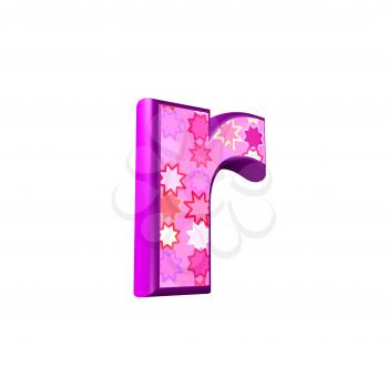 3d pink letter isolated on a white background - r