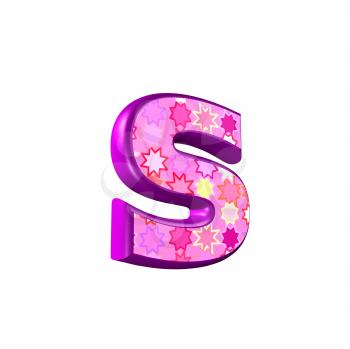 3d pink letter isolated on a white background - s
