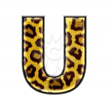 3d letter with panther skin texture - U