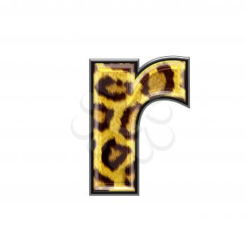 3d letter with panther skin texture - R