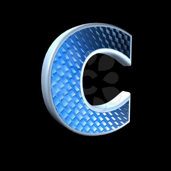 abstract 3d letter with blue pattern texture - C