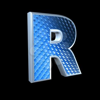 abstract 3d letter with blue pattern texture - R