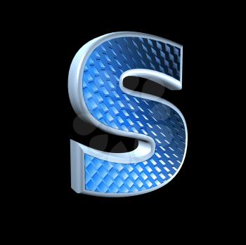 abstract 3d letter with blue pattern texture - S