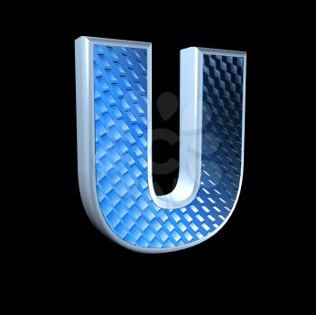 abstract 3d letter with blue pattern texture - U
