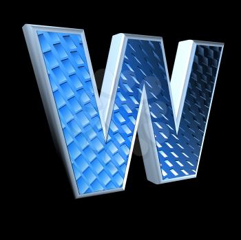 abstract 3d letter with blue pattern texture - W