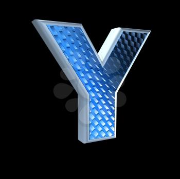 abstract 3d letter with blue pattern texture - Y