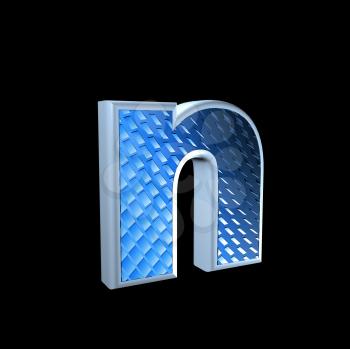 abstract 3d letter with blue pattern texture - N