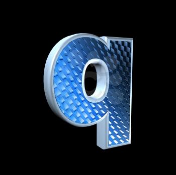 abstract 3d letter with blue pattern texture - Q