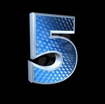 abstract 3d digit with blue pattern texture - 5