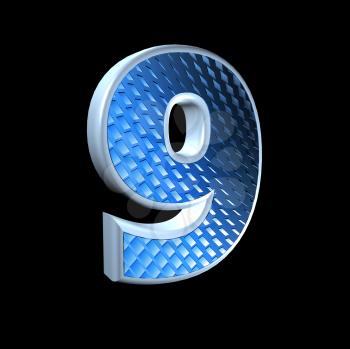 abstract 3d digit with blue pattern texture - 9