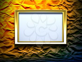 A 3d gold frame on wrinkled background
