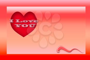 Royalty Free Clipart Image of a I Love You Background With a Heart