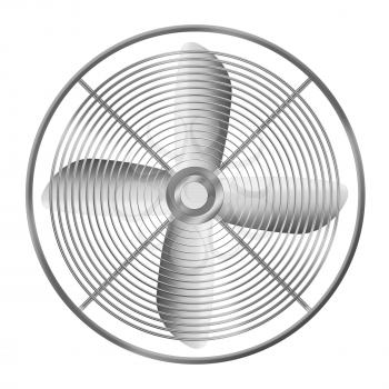 Modern realistic metallic fan isolated on white background. Highly detailed illustration.