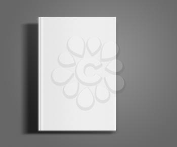 Blank book cover template on gray background with shadows. Highly detailed illustration..