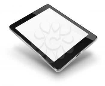 Tablet computer with blank screen isolated on white background. Highly detailed illustration.