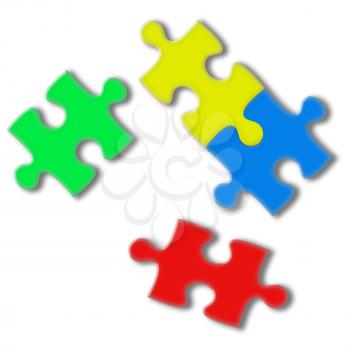 Closeup of puzzle pieces isolated on white background. Team business concept. Highly detailed illustration.
