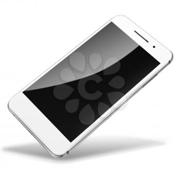 Mobile smart phone with black screen isolated on white background. Highly detailed illustration.