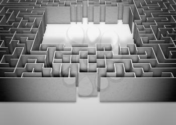 Maze on gray background. Concept for decision-making. 3d illustration.