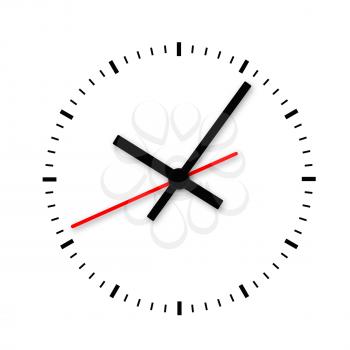 Clock and timestamp without numbers isolated on white background. 3d illustration.  