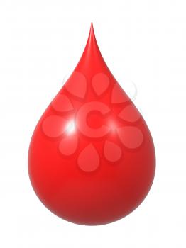Drop of blood Isolated on white. 3D render.