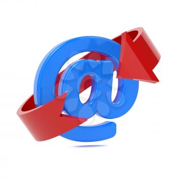 Email Icon with Red Arrow Over White.