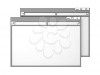 Grey Computer Window. Isolated on White Background.