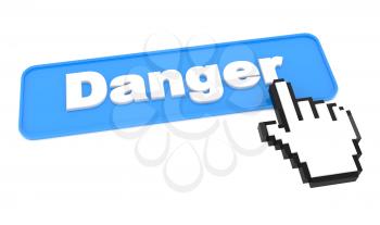 Blue Web Button with Word Danger. On White Background.