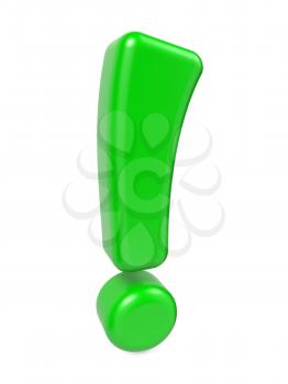 Green Exclamation Mark. Three Dimensional Image.