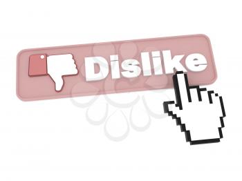 Dislike Button with Cursor - Social Media Concept.