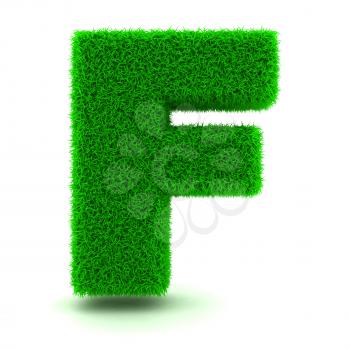 3D Green Grass Letter on White Background