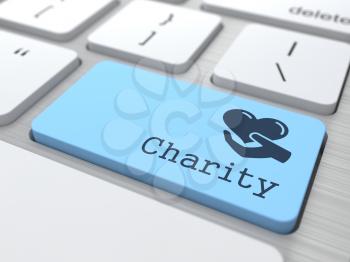 Social Concept. Charity Button on Modern Computer Keyboard.