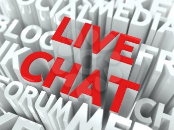Live Chat Concept. The Word of Red Color Located over Text of White Color.