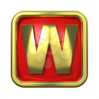 Gold Letter W on Red Background with Frame.