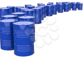 Industrial Background with Blue Barrels. Isolated on white.