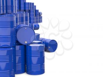 Industrial Background with Blue Barrels.
