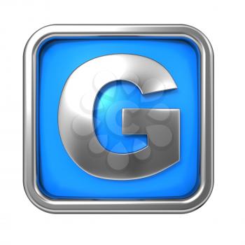 Silver Letter in Frame, on Blue Background - Letter G