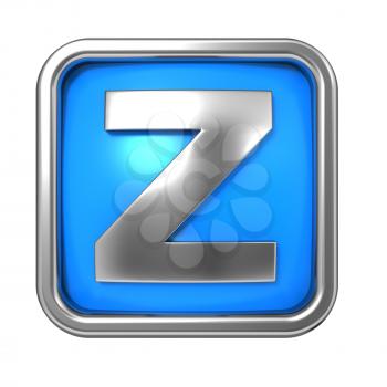 Silver Letter in Frame, on Blue Background - Letter Z