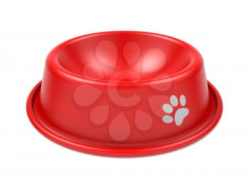 Red Pet Bowl Isolated on White Background.