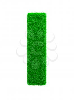 Grass Letter L Isolated on White Background.