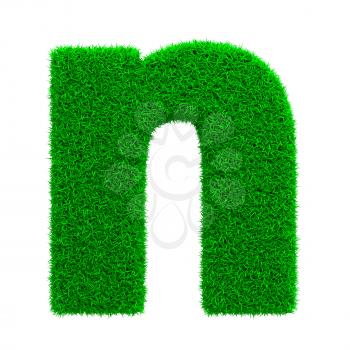 Grass Letter N Isolated on White Background.