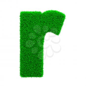 Grass Letter R Isolated on White Background.