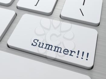 Summer Concept. Button on Modern Computer Keyboard with Word Partners on It.
