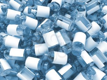 Heap of Medical Ampoules. Tinted Background about Medical Subject.