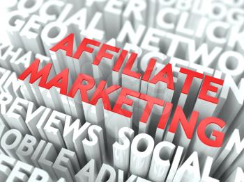 Affiliate Marketing Concept. The Word of Red Color Located over Text of White Color.