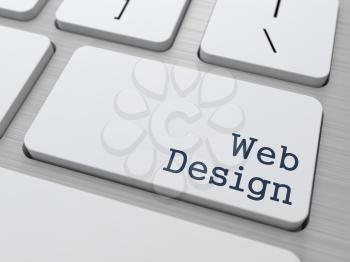 Web Design - Business  Concept. Button on Modern Computer Keyboard.