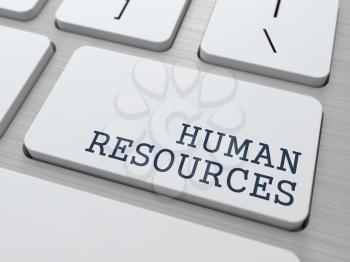 Human Resources. Business Concept. Button on Modern Computer Keyboard.