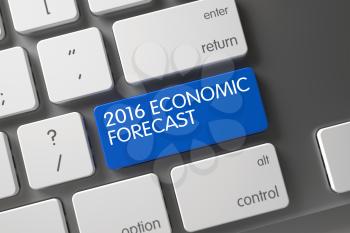 Concept of 2016 Economic Forecast, with 2016 Economic Forecast on Blue Enter Button on Modern Laptop Keyboard. 2016 Economic Forecast Button. Keypad 2016 Economic Forecast on Computer Keyboard. 3D.
